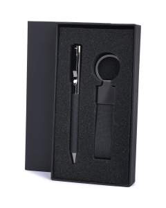 Set stylo et porte-clés en Rpet et métal à personnaliser