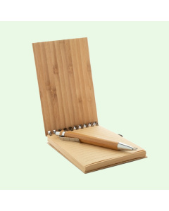 Bloc-notes de poche en bambou avec stylo