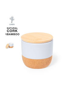 Bougie aromatique à la vanille, en céramique, bambou et liège.