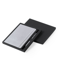 Ensemble raffiné : carnet et stylo à la finition argentée