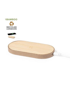 Chargeur sans fil publicitaire 10W en Bambou et carton Recyclé