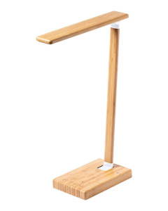 Lampe de bureau pliable avec chargeur sans fil intégré | bambou