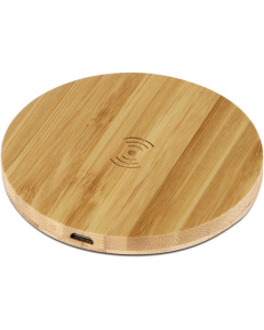 Chargeur sans fil en bambou avec logo
