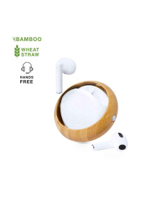 Écouteurs Bluetooth dans un étui rotatif en bambou