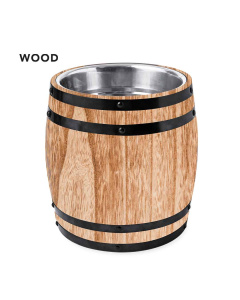 Glacière en forme de tonneau - bois et acier inox