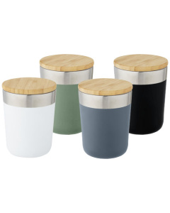 Verre en acier  avec couvercle en bambou