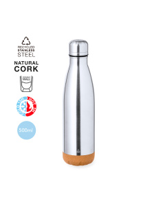 Gourde thermique en acier inoxydable recyclé et liège