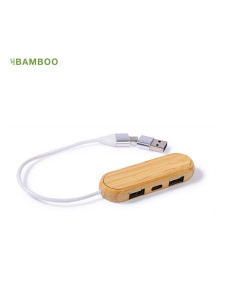 Hub USB en bambou avec logo
