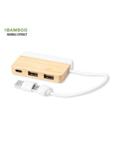 Hub usb personnalisable en Bambou et extrait Marbre