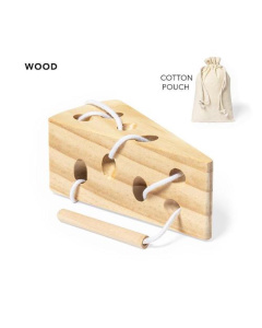 Jeu d’adresse publicitaire en bois en forme de fromage