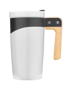 Mug en céramique publicitaire avec anse en bois