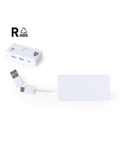 Port USB blanc rectangulaire en ABS recyclé