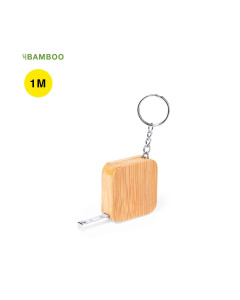 Porte-clé avec mètre à ruban intégré en bambou