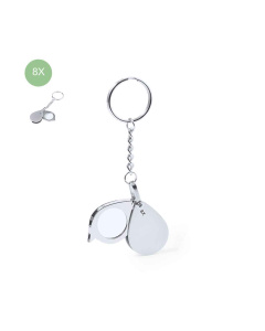 Porte-clé avec loupe de grossissement 8x en métal