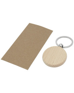 Porte-clés rond en bois de hêtre