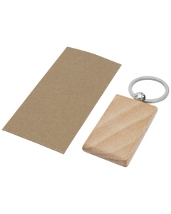 Porte-clés rond en bois de hêtre