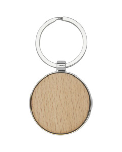Porte-clés rond personnalisable en bois de hêtre