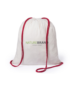 Sac à dos coton bio avec cordon coloré.