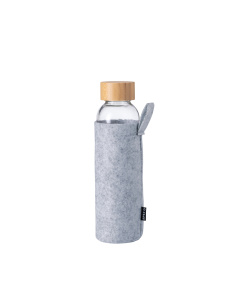 Gourde de sport en verre avec housse en feutre RPET 500 ml