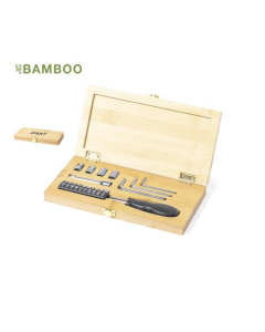Coffret tournevis et clé à pipe publicitaire en bambou
