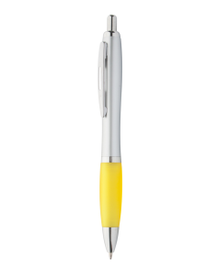 Stylo argenté avec caoutchouc antidérapant coloré