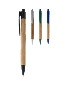 Stylo en bambou publicitaire avec détails colorés