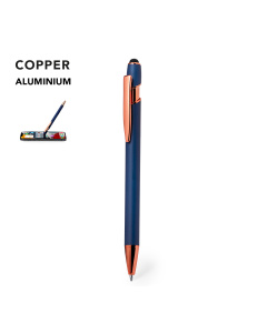 Stylo tactile en aluminium mat et détails en cuivre