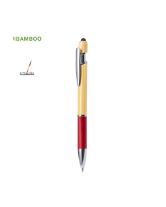 Stylo touch avec corps en bambou et grip coloré
