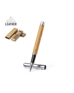 Ensemble de Stylo et Roller personnalisable en cuir recyclé