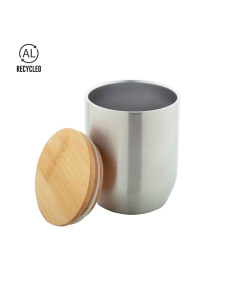 Tasse isotherme avec couvercle hermétique à double paroi en acier recyclé