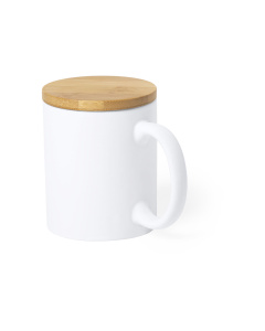 Mug en céramique avec couvercle en bambou