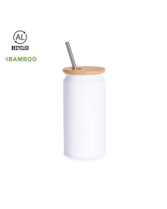 Tasse en aluminium recyclé avec couvercle et paille