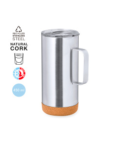 Tasse thermique en acier inoxydable recyclé et base en liège
