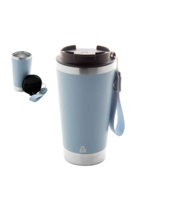 Tasse isotherme de voyage avec sangle de transport aux couleurs claires