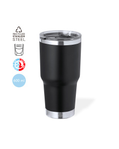 Tasse de voyage à double paroi en acier inoxydable recyclé