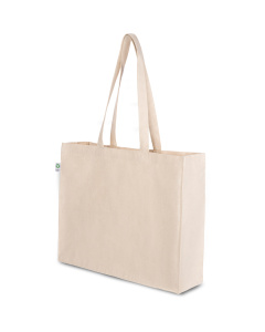 Tote bag avec soufflet en coton biologique | 34 x 42 x 12 cm | 300 g