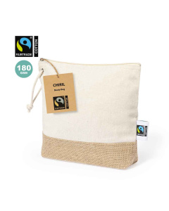 Trousse de toilette Fairtrade bicolore en jute et coton